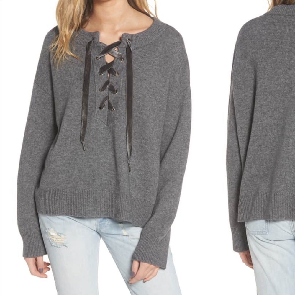 Rails Olivia Lace-Up Wool-Cashmere Sweater